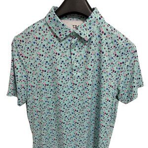 1764 Golf Polo Shirt Mens Size Large Alcohol Drinks Pattern Stretch